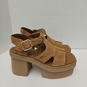 UGG Tan Suede Platform Sandals